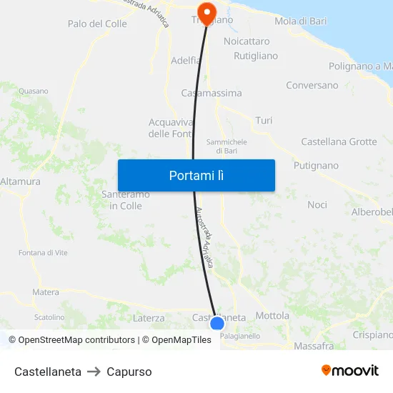 Castellaneta to Capurso map