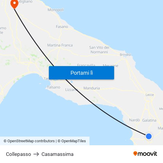 Collepasso to Casamassima map