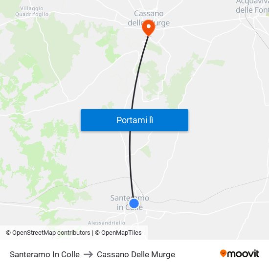 Santeramo In Colle to Cassano Delle Murge map
