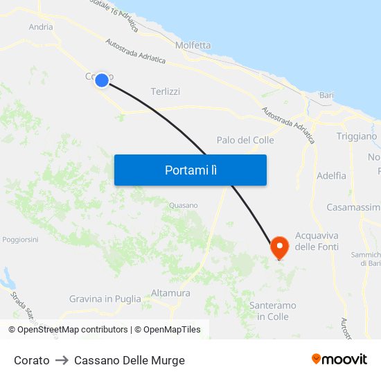 Corato to Cassano Delle Murge map