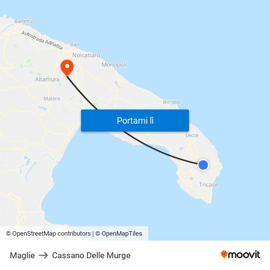 Maglie to Cassano Delle Murge map