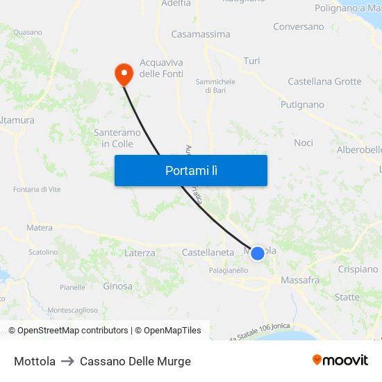 Mottola to Cassano Delle Murge map