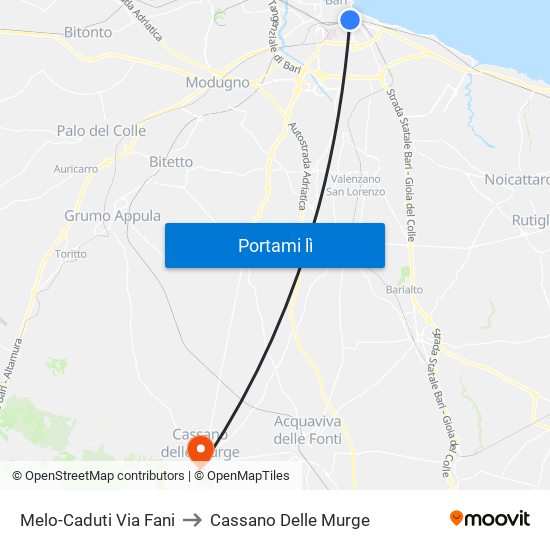 Melo-Caduti Via Fani to Cassano Delle Murge map