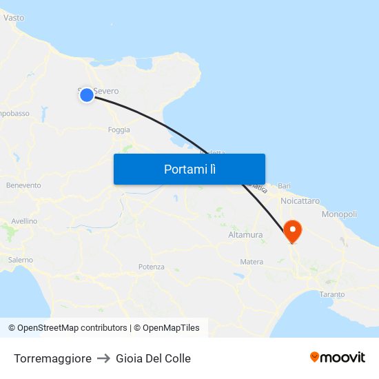 Torremaggiore to Gioia Del Colle map