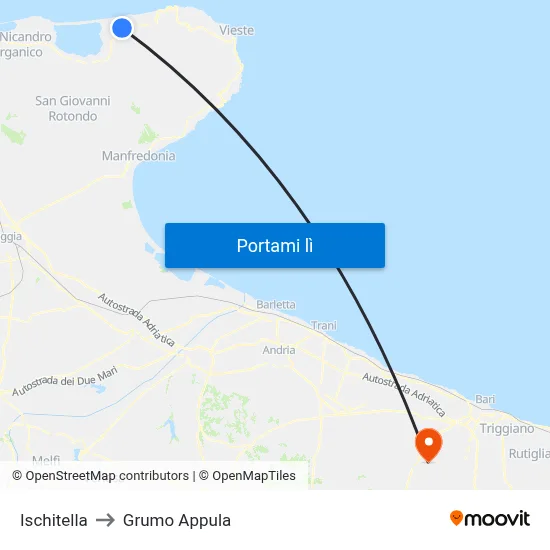 Ischitella to Grumo Appula map