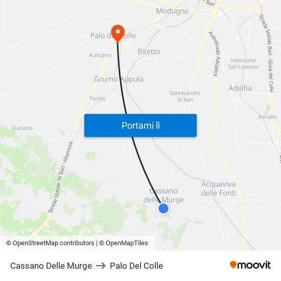 Cassano Delle Murge to Palo Del Colle map