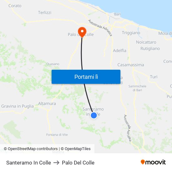 Santeramo In Colle to Palo Del Colle map