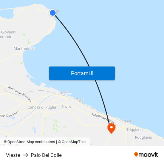 Vieste to Palo Del Colle map