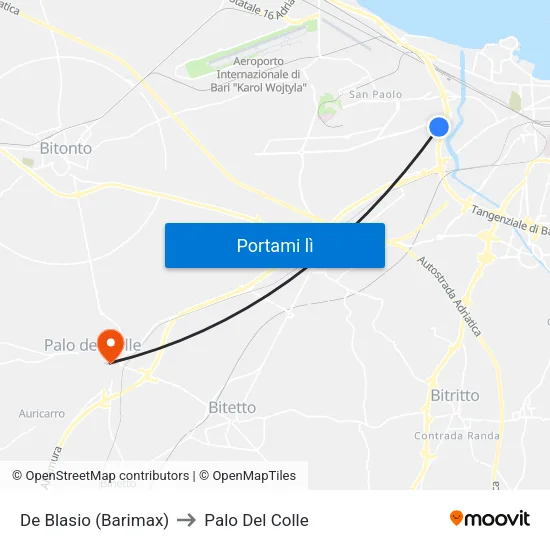 De Blasio (Barimax) to Palo Del Colle map