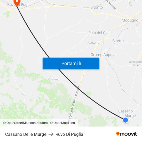Cassano Delle Murge to Ruvo Di Puglia map