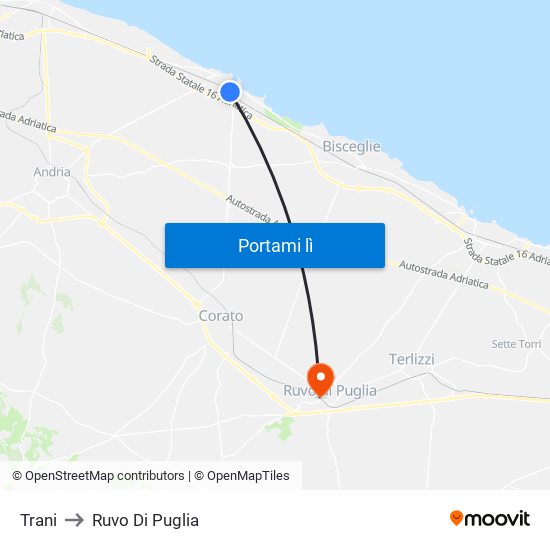 Trani to Ruvo Di Puglia map