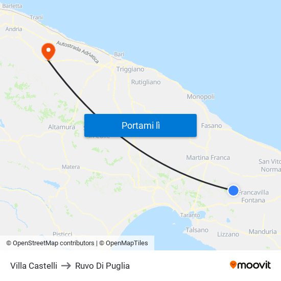 Villa Castelli to Ruvo Di Puglia map