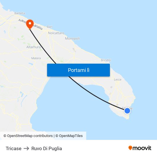 Tricase to Ruvo Di Puglia map