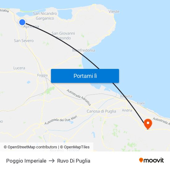 Poggio Imperiale to Ruvo Di Puglia map