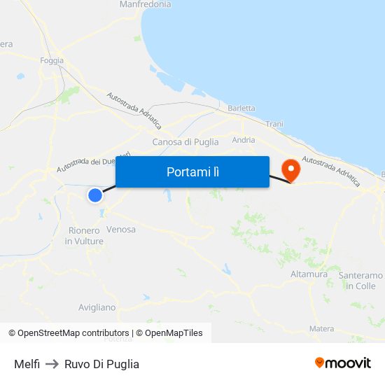 Melfi to Ruvo Di Puglia map