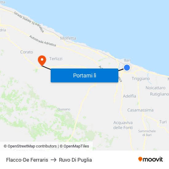 Flacco-De Ferraris to Ruvo Di Puglia map