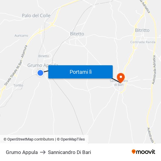 Grumo Appula to Sannicandro Di Bari map