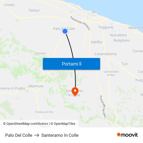 Palo Del Colle to Santeramo In Colle map
