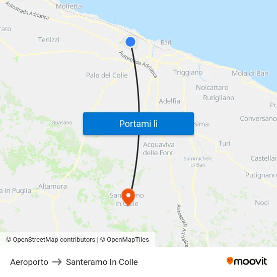 Aeroporto to Santeramo In Colle map