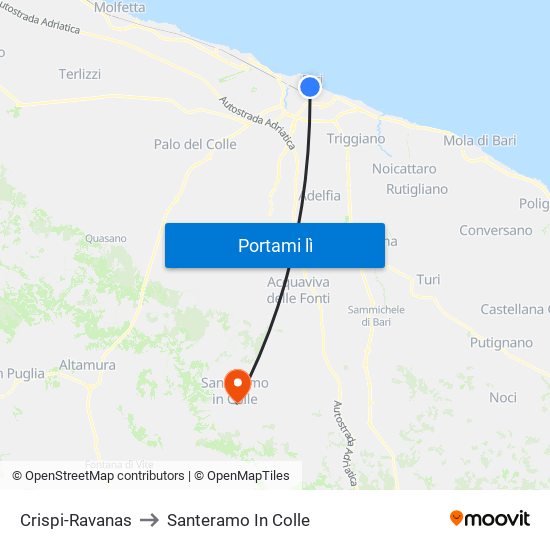Crispi-Ravanas to Santeramo In Colle map