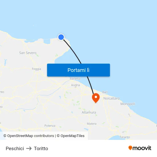 Peschici to Toritto map