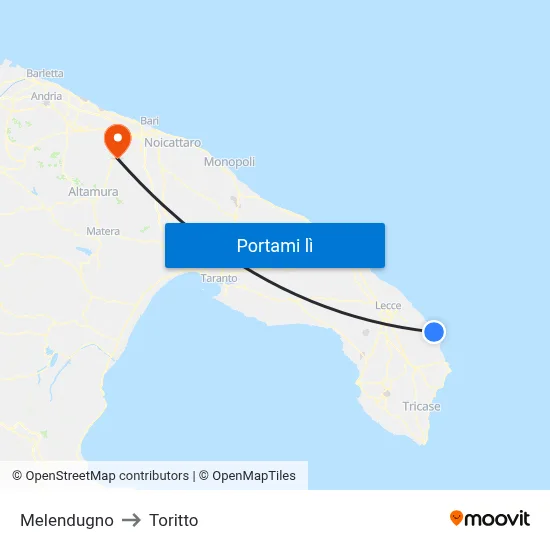 Melendugno to Toritto map