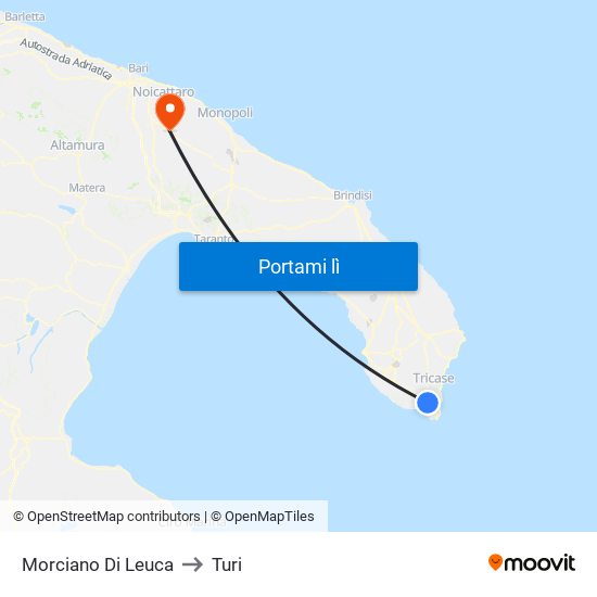 Morciano Di Leuca to Turi map