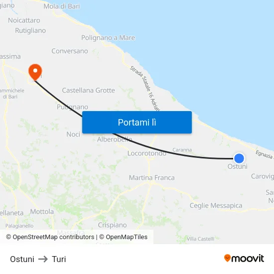 Ostuni to Turi map
