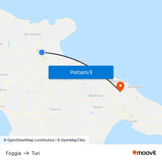 Foggia to Turi map