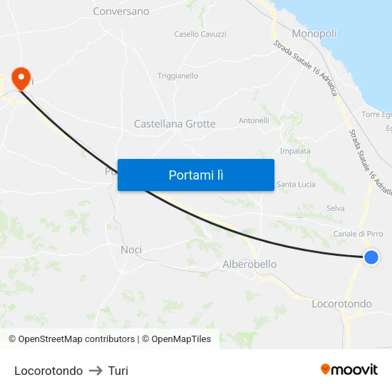 Locorotondo to Turi map