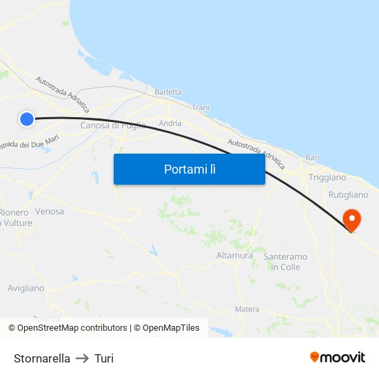 Stornarella to Turi map
