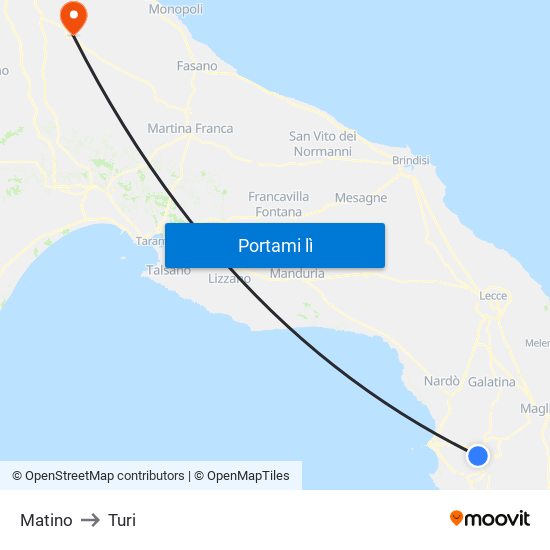 Matino to Turi map