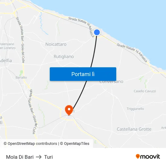 Mola Di Bari to Turi map