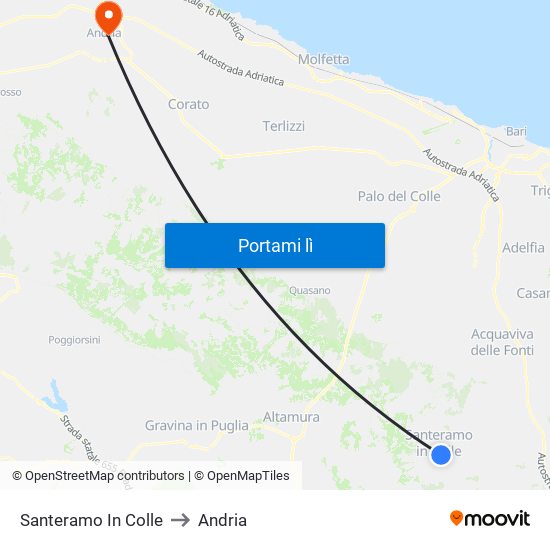 Santeramo In Colle to Andria map