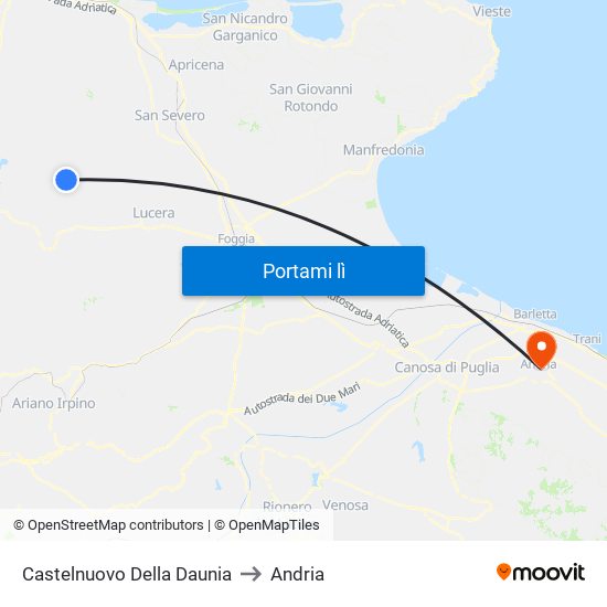 Castelnuovo Della Daunia to Andria map