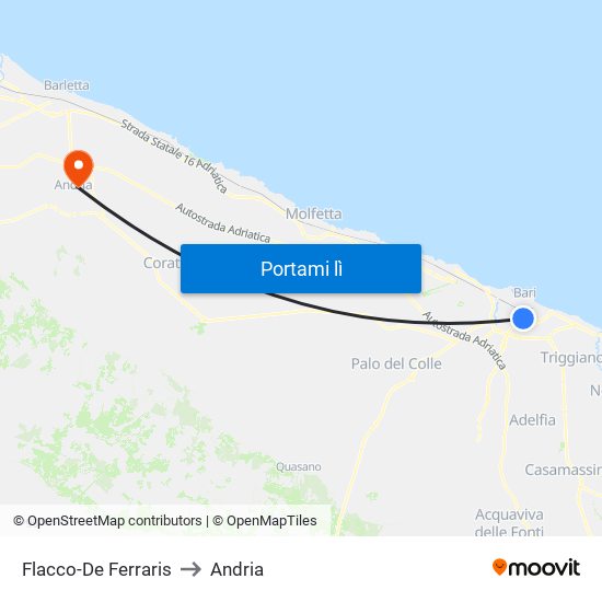 Flacco-De Ferraris to Andria map