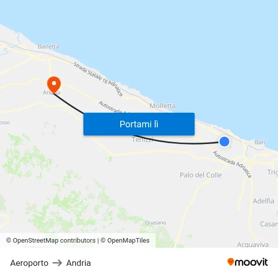 Aeroporto to Andria map