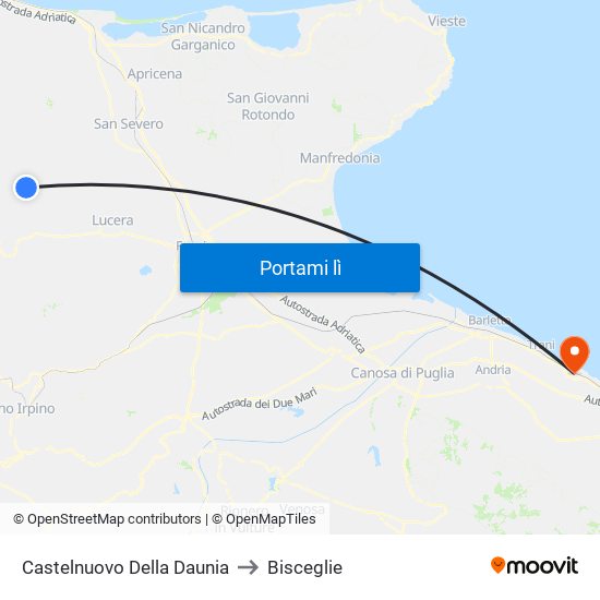 Castelnuovo Della Daunia to Bisceglie map
