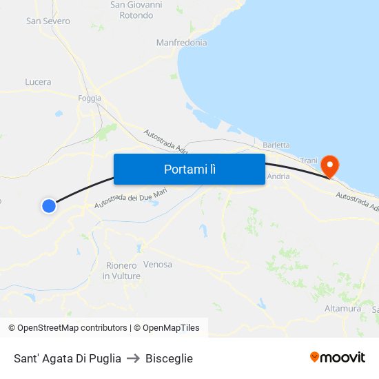 Sant' Agata Di Puglia to Bisceglie map