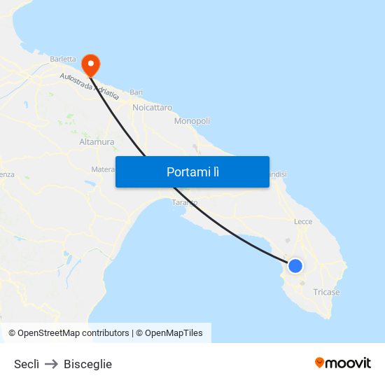 Seclì to Bisceglie map