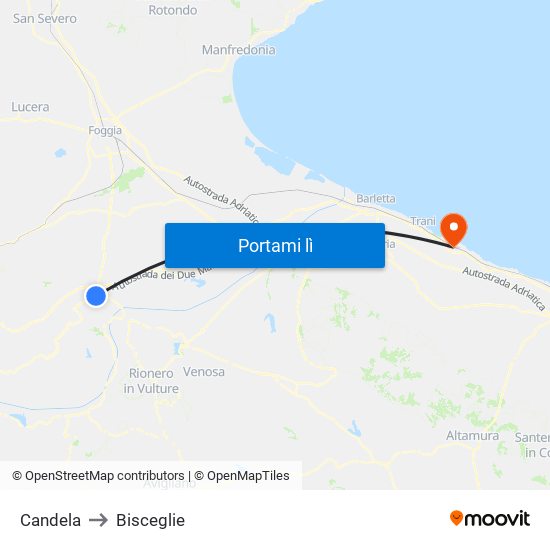 Candela to Bisceglie map