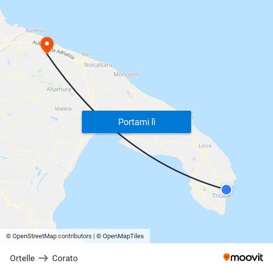 Ortelle to Corato map