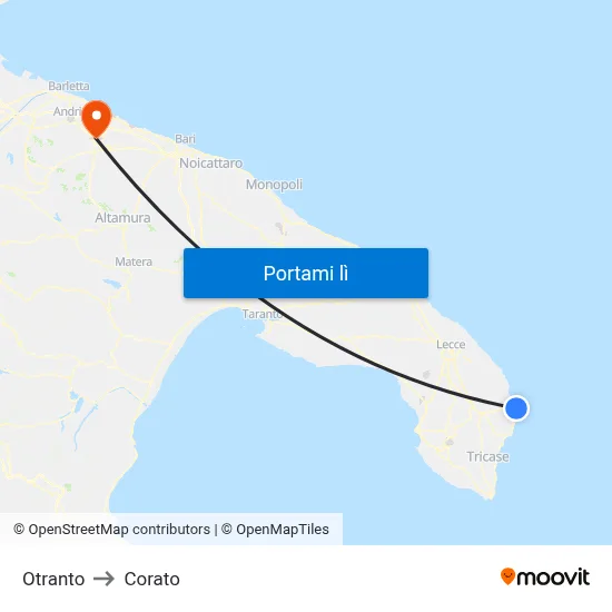 Otranto to Corato map
