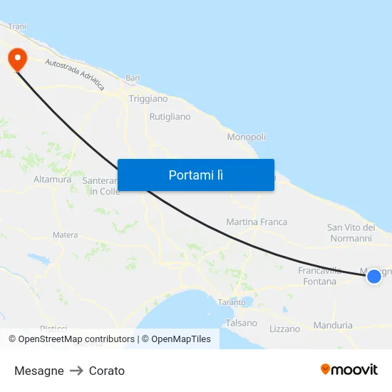 Mesagne to Corato map