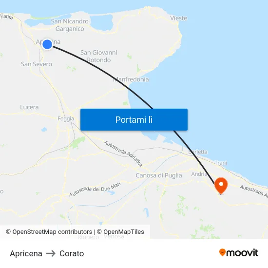 Apricena to Corato map