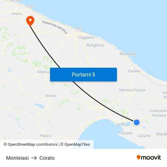 Monteiasi to Corato map