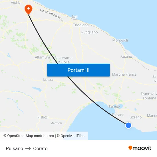 Pulsano to Corato map