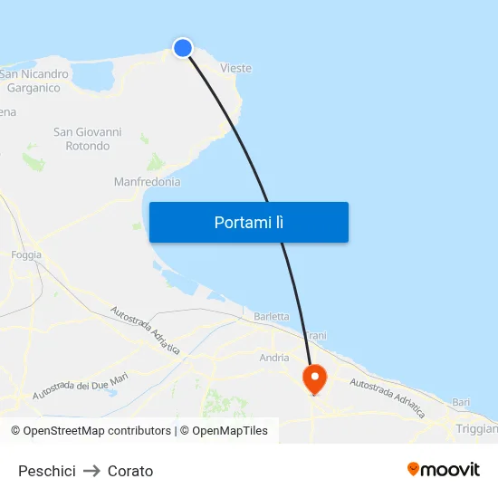 Peschici to Corato map