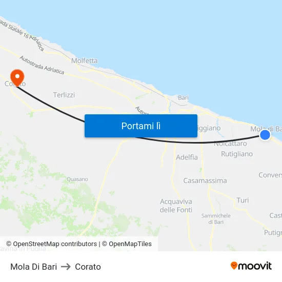 Mola Di Bari to Corato map