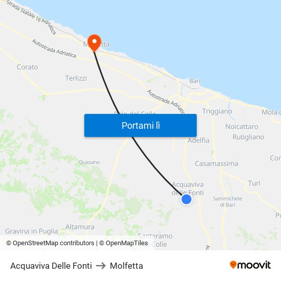 Acquaviva Delle Fonti to Molfetta map